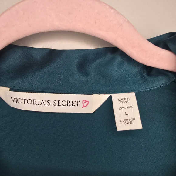 Victoria's Secret Teal 100% Silk Blouse Vintage - Picture 5 of 5